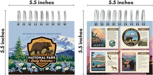 Americanflat Perpetual Flip Calendar for Office Desk - National Park Daily Perpetual Calendar with Spiral Binding featuring 63 National Parks Calendar 5.5" Desktop Size in Kuwait