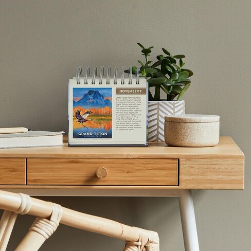 Americanflat Perpetual Flip Calendar for Office Desk - National Park Daily Perpetual Calendar with Spiral Binding featuring 63 National Parks Calendar 5.5" Desktop Size in Kuwait