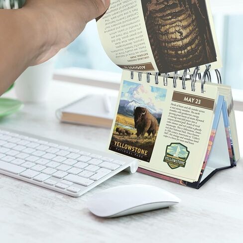 Americanflat Perpetual Flip Calendar for Office Desk - National Park Daily Perpetual Calendar with Spiral Binding featuring 63 National Parks Calendar 5.5" Desktop Size in Kuwait