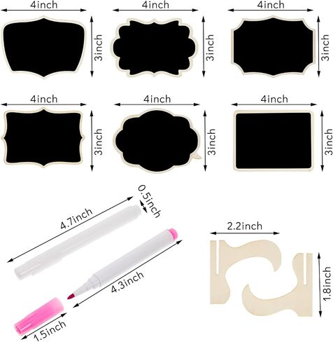 60 Pcs Reusable Mini Chalkboard Signs 6 Designs Small Blackboards with Stand Wooden Food Labels for Party Mini Chalkboard Easel Framed Mini Chalk Boards with Chalk Markers Food Tags for Buffet in Saudi Arabia