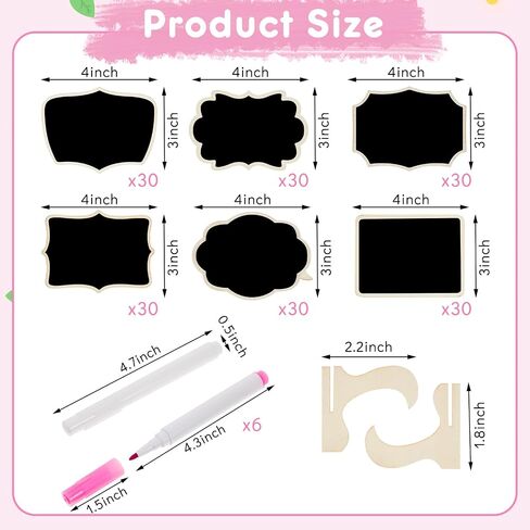 60 Pcs Reusable Mini Chalkboard Signs 6 Designs Small Blackboards with Stand Wooden Food Labels for Party Mini Chalkboard Easel Framed Mini Chalk Boards with Chalk Markers Food Tags for Buffet in Saudi Arabia