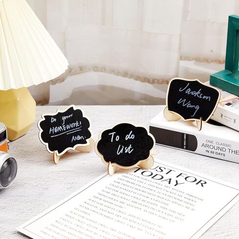 60 Pcs Reusable Mini Chalkboard Signs 6 Designs Small Blackboards with Stand Wooden Food Labels for Party Mini Chalkboard Easel Framed Mini Chalk Boards with Chalk Markers Food Tags for Buffet in Saudi Arabia