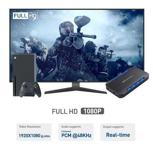 بطاقة التقاط فيديو عالية الدقة من Cable Matters (بطاقة التقاط USB 3.0 إلى HDMI) - متوافقة مع Playstation 5، وXbox Series X، وPlaystation 4، وXbox One، وDSLR، وكاميرا الفيديو، والمزيد - لأجهزة الكمبيوتر USB-A وUSB-C in Kuwait