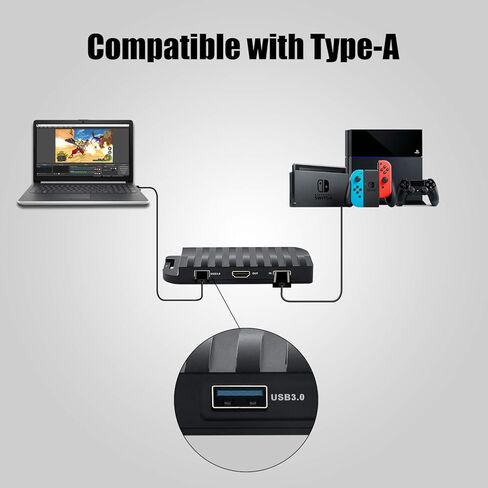 بطاقة التقاط ألعاب TreasLin HDMI، بطاقة التقاط فيديو 4K، USB3.0 HDMI Live Stream مع مدخل Mic Remix وممر HDMI لجهاز PS3/ PS4 Xbox Wii u متوافق مع Windows وLinux وmacOS وOBS in Kuwait