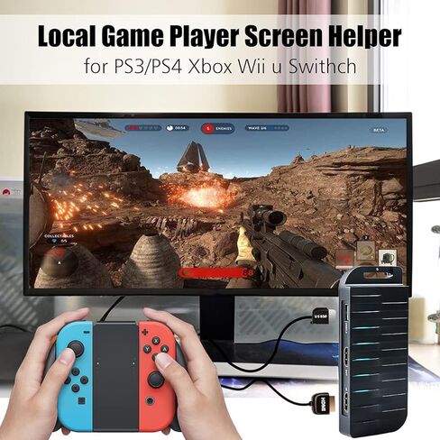 بطاقة التقاط ألعاب TreasLin HDMI، بطاقة التقاط فيديو 4K، USB3.0 HDMI Live Stream مع مدخل Mic Remix وممر HDMI لجهاز PS3/ PS4 Xbox Wii u متوافق مع Windows وLinux وmacOS وOBS in Kuwait