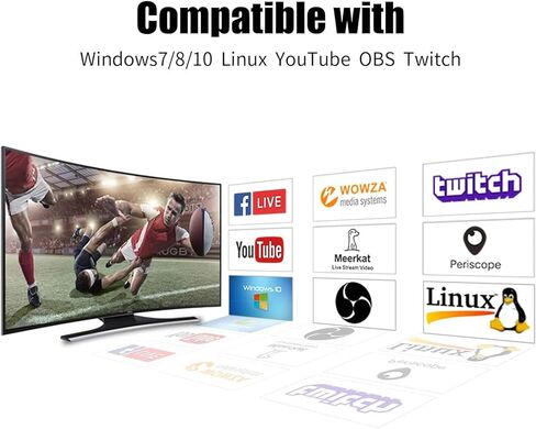 بطاقة التقاط ألعاب TreasLin HDMI، بطاقة التقاط فيديو 4K، USB3.0 HDMI Live Stream مع مدخل Mic Remix وممر HDMI لجهاز PS3/ PS4 Xbox Wii u متوافق مع Windows وLinux وmacOS وOBS in Kuwait