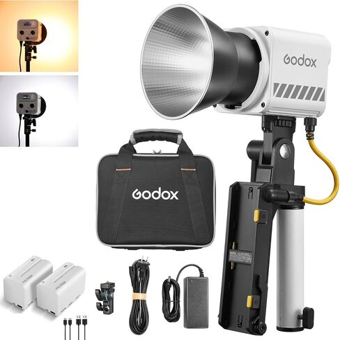 Godox ML60IIBi 70W LED Video Light Kit with 2X NP970 Lithium Battery, COB LED Monolight Bowens Mount Bi-Color 2700-6500k Photography Lighting AC/DC Power Support App Control for Studio Live Streaming in Saudi Arabia
