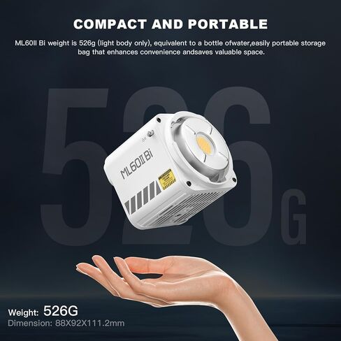Godox ML60IIBi 70W LED Video Light Kit with 2X NP970 Lithium Battery, COB LED Monolight Bowens Mount Bi-Color 2700-6500k Photography Lighting AC/DC Power Support App Control for Studio Live Streaming in Saudi Arabia
