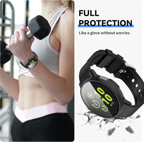 مخصص لواقي الشاشة Garmin Vivoactive 5 مع طبقة من الزجاج المقسى ومصد الكمبيوتر الصلب وغطاء كامل لملحقات الساعة الذكية لحافظة Garmin Vivoactive 5 (أسود وأسود) in Kuwait