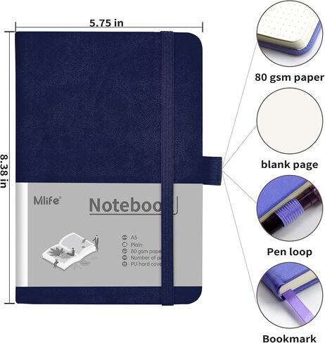 Mlife A5 Lined Journal Notebook, College Ruled Notebook, 196 Pages, 5.75 * 8.38 inches, Hardcover Notebook for Work, Journals for Writing(1Pack Green) in Saudi Arabia