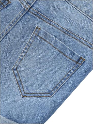 WDIRARA Girl's High Waisted Button Ripped Stretch Straight Leg Denim Shorts with Pockets in Saudi Arabia