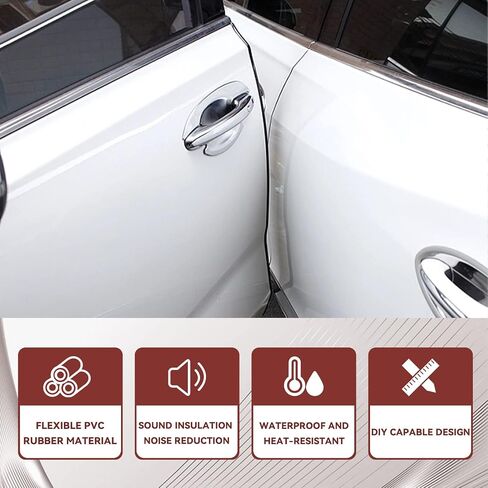 Car Door Edge Guards, 32.8 Ft (10M) Rubber Seal Protector, Clear U Shape Trim Molding Electroplated Glossy Rubber Seal Protector, Auto Accessories Universal for Most Cars (Black) in Saudi Arabia