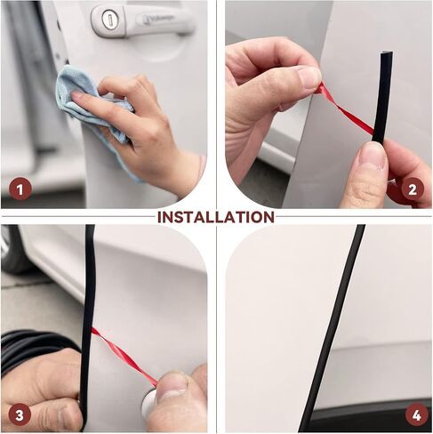 Car Door Edge Guards, 32.8 Ft (10M) Rubber Seal Protector, Clear U Shape Trim Molding Electroplated Glossy Rubber Seal Protector, Auto Accessories Universal for Most Cars (Black) in Saudi Arabia