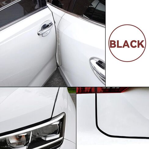 Car Door Edge Guards, 32.8 Ft (10M) Rubber Seal Protector, Clear U Shape Trim Molding Electroplated Glossy Rubber Seal Protector, Auto Accessories Universal for Most Cars (Black) in Saudi Arabia