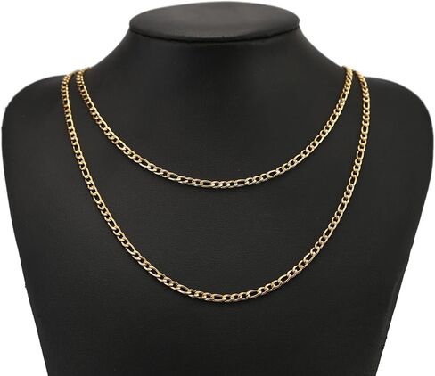 Shuaizhennuo Figaro Chain Link 32.8 Feet 304 Stainless Steel Bracelet Necklace Chain Spool in Bulk for DIY Men Women Jewelry Making with Lobster Clasps, Jump Rings (Gold) in Saudi Arabia