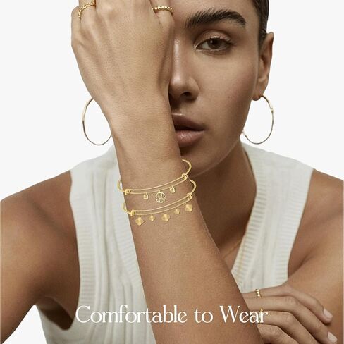 Gold Expandable Bangle Blank Bracelets, Adjustable Wire Bracelets Blank Stainless Steel Bangles Bracelets Set for Jewelry Making Charms Bulk (20PCS) in Kuwait