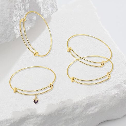 Gold Expandable Bangle Blank Bracelets, Adjustable Wire Bracelets Blank Stainless Steel Bangles Bracelets Set for Jewelry Making Charms Bulk (20PCS) in Kuwait