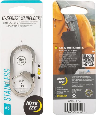 Nite Ize G-Series SlideLock Dual Chamber Carabiner - Size 3 - Stainless Steel - 3 Count (3 Pack) in Saudi Arabia