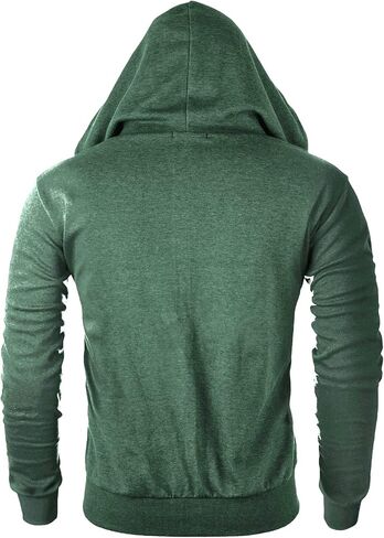 Ohoo Mens Slim Fit Long Sleeve Lightweight V-Shape Zip-up Hoodie with Kanga Pocket in Saudi Arabia
