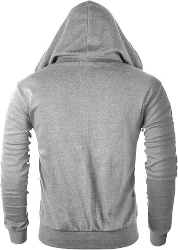 Ohoo Mens Slim Fit Long Sleeve Lightweight V-Shape Zip-up Hoodie with Kanga Pocket in Saudi Arabia