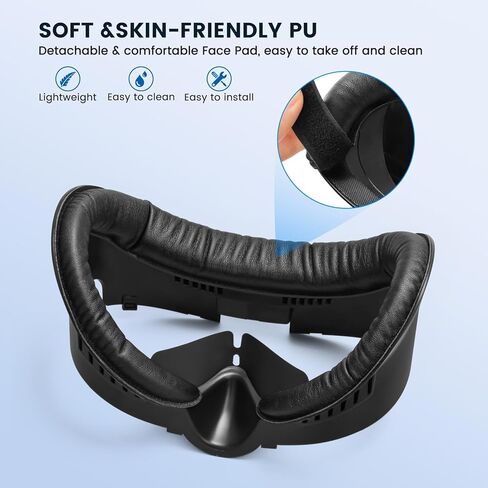 واجهة الوجه ووسادة غطاء الوجه لـ Meta Quest 3، استبدال وسادة إسفنجية لواجهة الوجه لملحقات Quest 3، مع وسادة أنف خفيفة مضادة للتسرب وواقي للعدسات، تصميم لتدوير الهواء in Kuwait