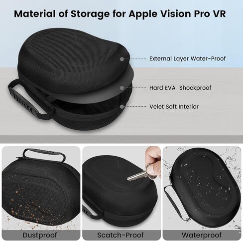 حقيبة سفر متينة من keabys لحقيبة Apple Vision Pro، تصميم محمول، حقيبة تخزين متوافقة مع سماعة رأس Vision Pro VR وملحقاتها، مقاومة للصدمات ومضادة للسقوط، مقاومة للماء in Kuwait