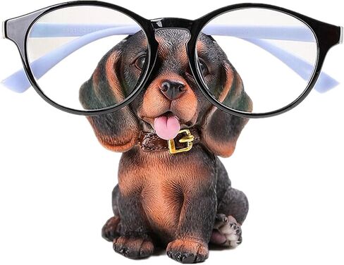 Puppy Dog Glasses Holder Stand Eyeglass Stand - Home Office Decorative Glasses Accessories (White Black) in Kuwait