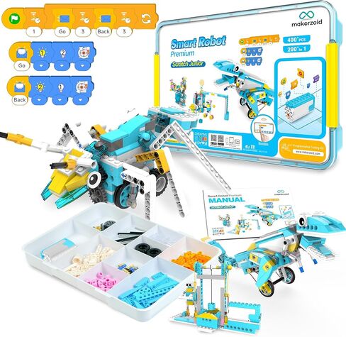 makerzoid 200-in-1 Scratch Jr Coding Robot Kit - STEM Smart Robot Premium Educational Toy - Junior Programming Learning Kit - DIY Robotics Kit for Kids in Saudi Arabia