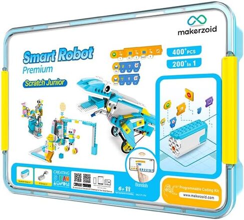 makerzoid 200-in-1 Scratch Jr Coding Robot Kit - STEM Smart Robot Premium Educational Toy - Junior Programming Learning Kit - DIY Robotics Kit for Kids in Saudi Arabia