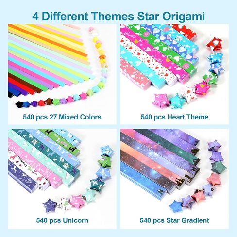 2160 Sheets Stars Paper Strips, 4 Packs Double Side Origami Star Paper, Folding Paper Strips, Lucky Star Strips Paper, Star Origami Paper for Kids DIY School/ Hand Craft in Saudi Arabia