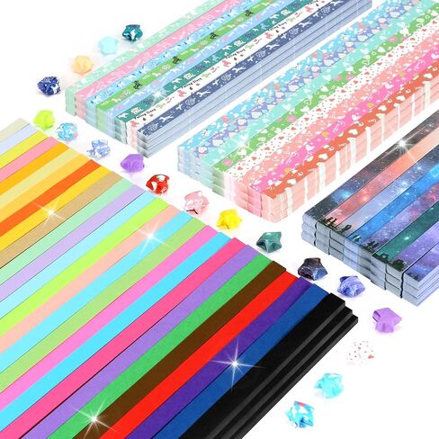 2160 Sheets Stars Paper Strips, 4 Packs Double Side Origami Star Paper, Folding Paper Strips, Lucky Star Strips Paper, Star Origami Paper for Kids DIY School/ Hand Craft in Saudi Arabia