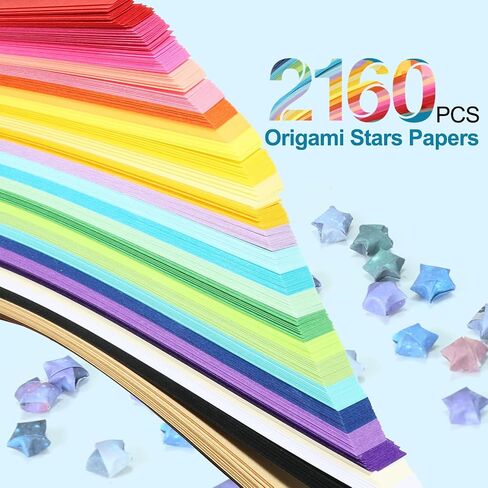 2160 Sheets Stars Paper Strips, 4 Packs Double Side Origami Star Paper, Folding Paper Strips, Lucky Star Strips Paper, Star Origami Paper for Kids DIY School/ Hand Craft in Saudi Arabia