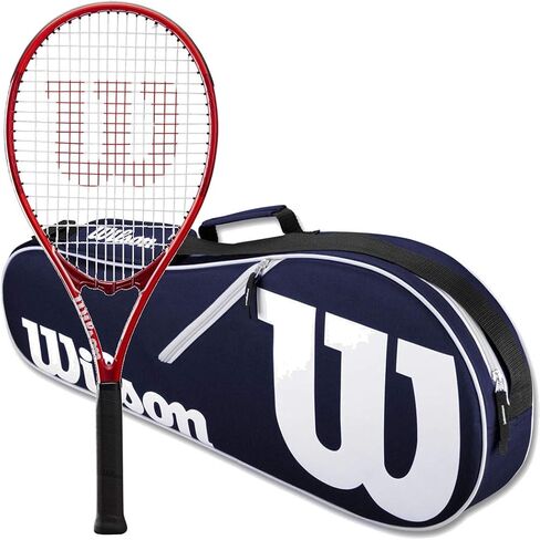 Wilson Federer Pro Staff Precision XL 110 Gloss Red Tennis Racquet in Grip Size 4 3/8" Bundled with a Navy Advantage II Tennis Bag (Incredible Feel and Control) in Saudi Arabia