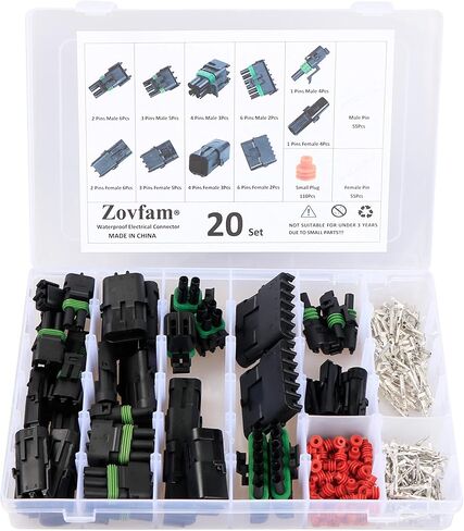 260 قطعة 20 مجموعة من محطات التوصيل الكهربائية للسيارات المقاومة للماء 1/2/ 3/4/ 5/6 ذكر أنثى دبوس 18-14 AWG سلك تسخير شرارة التوصيل موصل محطات التوصيل عدة لسيارة دراجة نارية البحرية in Kuwait