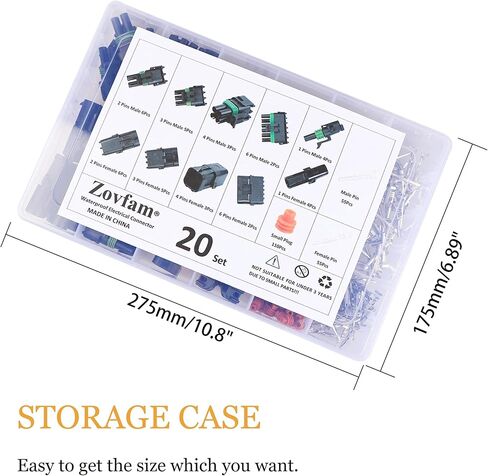 260 قطعة 20 مجموعة من محطات التوصيل الكهربائية للسيارات المقاومة للماء 1/2/ 3/4/ 5/6 ذكر أنثى دبوس 18-14 AWG سلك تسخير شرارة التوصيل موصل محطات التوصيل عدة لسيارة دراجة نارية البحرية in Kuwait