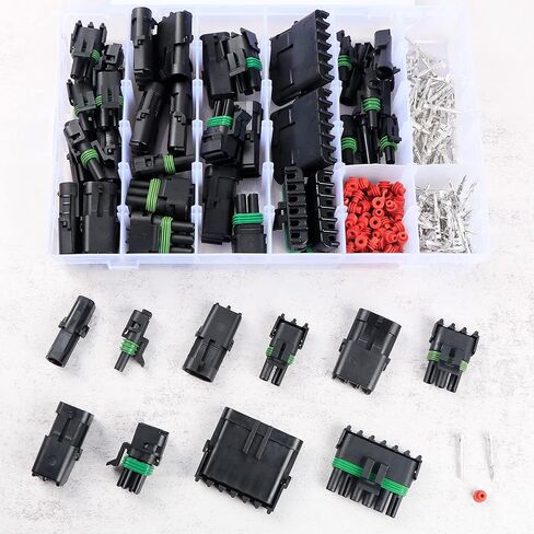 260 قطعة 20 مجموعة من محطات التوصيل الكهربائية للسيارات المقاومة للماء 1/2/ 3/4/ 5/6 ذكر أنثى دبوس 18-14 AWG سلك تسخير شرارة التوصيل موصل محطات التوصيل عدة لسيارة دراجة نارية البحرية in Kuwait
