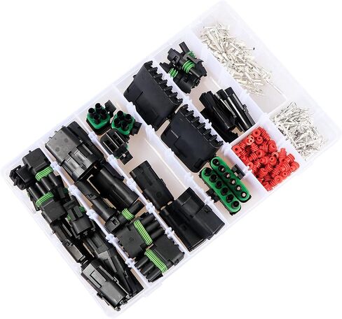 260 قطعة 20 مجموعة من محطات التوصيل الكهربائية للسيارات المقاومة للماء 1/2/ 3/4/ 5/6 ذكر أنثى دبوس 18-14 AWG سلك تسخير شرارة التوصيل موصل محطات التوصيل عدة لسيارة دراجة نارية البحرية in Kuwait