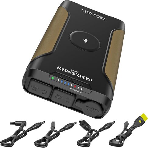 EASYLONGER CPAP Battery Backup ES720, 72000mAh CPAP Power Supply with 4 Cables for ResMed S9/ AirMini/AirSense 10/ AirCurve 10/ AirSense 11/ Philips Dreamstation, 266.4Wh Battery for Outdoor Camping in Saudi Arabia