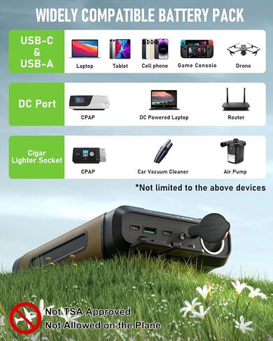 EASYLONGER CPAP Battery Backup ES720, 72000mAh CPAP Power Supply with 4 Cables for ResMed S9/ AirMini/AirSense 10/ AirCurve 10/ AirSense 11/ Philips Dreamstation, 266.4Wh Battery for Outdoor Camping in Saudi Arabia