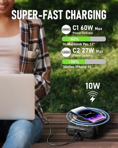 EASYLONGER CPAP Battery Backup ES720, 72000mAh CPAP Power Supply with 4 Cables for ResMed S9/ AirMini/AirSense 10/ AirCurve 10/ AirSense 11/ Philips Dreamstation, 266.4Wh Battery for Outdoor Camping in Saudi Arabia