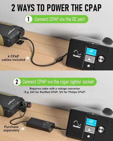 EASYLONGER CPAP Battery Backup ES720, 72000mAh CPAP Power Supply with 4 Cables for ResMed S9/ AirMini/AirSense 10/ AirCurve 10/ AirSense 11/ Philips Dreamstation, 266.4Wh Battery for Outdoor Camping in Saudi Arabia