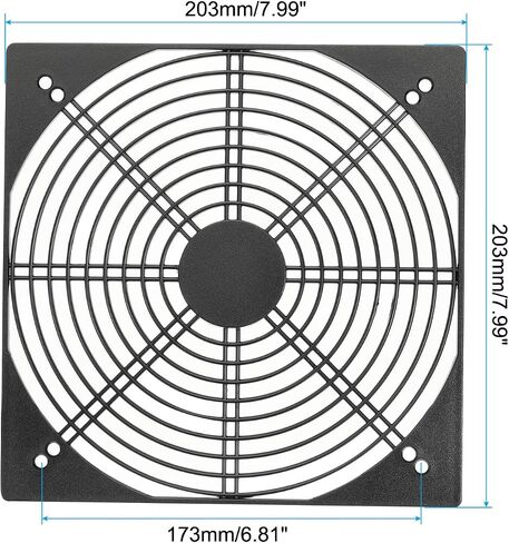PATIKIL 203mm Computer Fan Filter Grill with Screws, 1 Pack ABS Plastic Frame Ventilator Grill Protector Mesh Dustproof Case Cover for Computer, Fan, Black in Saudi Arabia