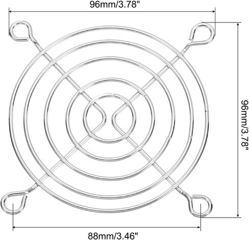 PATIKIL 96mm Fan Filter Grill with Screws, 5 Pack Chrome Plated Iron Frame Ventilator Grill Protector Mesh Dustproof Case Cover for Computer, Fan, Silver Tone in Kuwait
