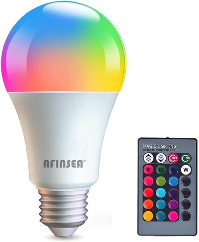 4 Pack RGB Color Changing Light Bulbs with Remote,RGBW LED Light Bulbs,9W Warm White 6500K,16 Color Multicolor A19 E27 Dimmable Memory Function,for Home Decoration,Stage,Bar,Party in Saudi Arabia