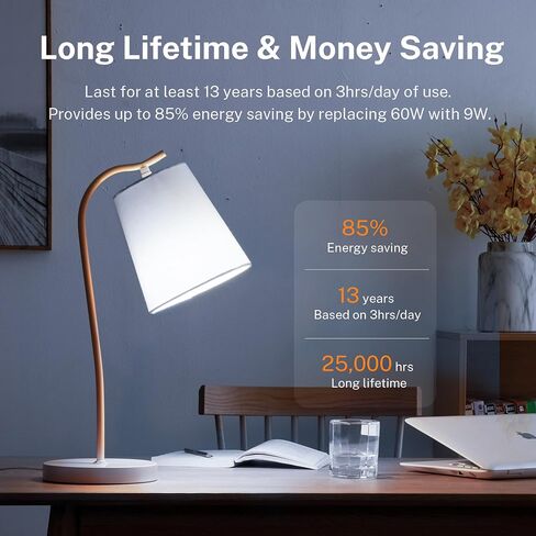 A19 LED Light Bulb, 100W Equivalent Light Bulbs, 15W 5000K Daylight, 1500 Lumens, Non-Dimmable LED Bulb, E26 Standard Base for Indoor and Outdoor, ETL Listed, 6-Pack in Saudi Arabia