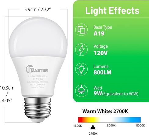 A19 LED Light Bulb, 100W Equivalent Light Bulbs, 15W 5000K Daylight, 1500 Lumens, Non-Dimmable LED Bulb, E26 Standard Base for Indoor and Outdoor, ETL Listed, 6-Pack in Saudi Arabia