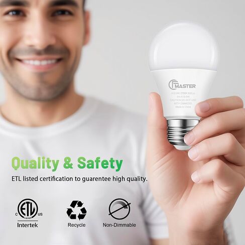 A19 LED Light Bulb, 100W Equivalent Light Bulbs, 15W 5000K Daylight, 1500 Lumens, Non-Dimmable LED Bulb, E26 Standard Base for Indoor and Outdoor, ETL Listed, 6-Pack in Saudi Arabia