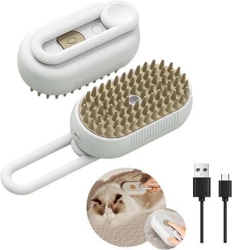 HERFST Steamy Cat Brush Pro, Upgraded 3 in 1 Cat and Dog Steam Hair Brush for Massaging and Cleaning Shedding Pets, Steamy Pet Hair Brush with Steam. in Saudi Arabia