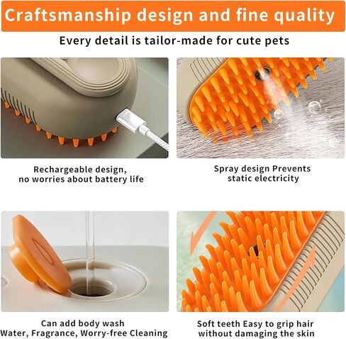 HERFST Steamy Cat Brush Pro, Upgraded 3 in 1 Cat and Dog Steam Hair Brush for Massaging and Cleaning Shedding Pets, Steamy Pet Hair Brush with Steam. in Saudi Arabia