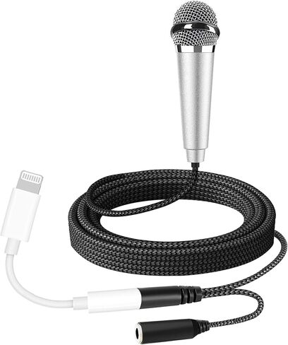 RICHUPON Mini Microphone for iPhone iPad, Portable Karaoke ASMR Mic with Stand for Voice Video Recording Singing/Vlogs/Podcasting Tiktok/You Tube(Silver) in Kuwait